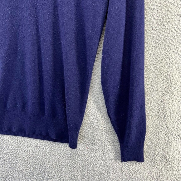 Vintage Michigan Sweater Men's large Tall Blue Embroidered Spellout Acrylic 90s - Picture 5 of 14